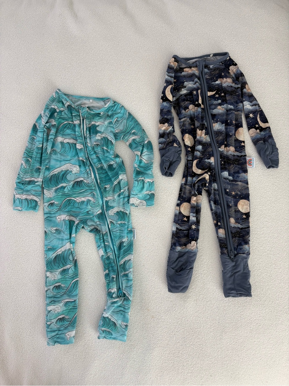 Bamboo Bliss Double Zipper Footie Baby Pajamas - Bundle of 2